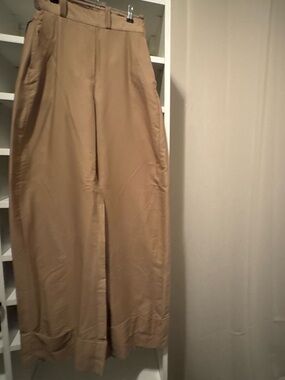 Classic High-Waist Wide-Leg Trousers - Tan